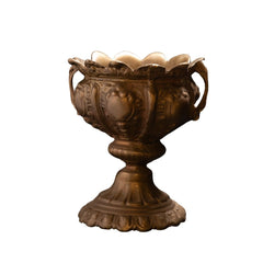 Antique Bronze Ornate Pedestal Urn – Baroque Floral Decorative Chalice