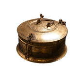 Antique Engraved Brass Lidded Storage Box