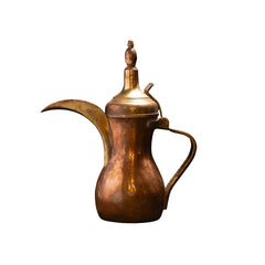 Antique Brass Arabic Dallah Coffee Pot with Traditional Finial Lid