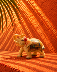 Traditional Decorative Elephant Figurine with Multicoloured Folk Art Painting