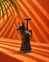 Antique Brass Horse-Shaped Decorative Candle Holder