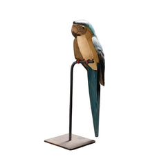 Handcrafted Decorative Parrot Sculpture on Metal Stand