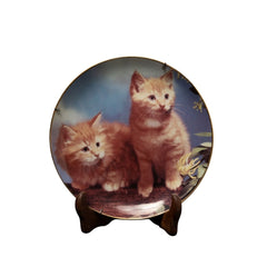Decorative Plate Featuring Cat Illustration