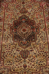 Hand-Knotted Kashmiri Cotton Silk Floral Sprig Runner Scroll