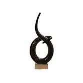 Murano Hand-Blown Black and Gold Loop Glass Sculpture