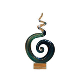 Murano Hand-Blown Blue Spiral Wave Glass Sculpture