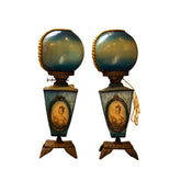 Pair of Antique Victorian Queen Victoria Portrait Banquet Lamps