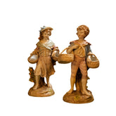 Pair of Antique Gebrüder Heubach Bisque Porcelain Pastoral Children Figurines