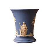 Vintage Blue Neoclassical Relief Pedestal Vase