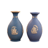 Pair of Blue Neoclassical Jasperware-Style Vases