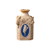 Vintage White Ceramic Relief Vase with Blue Cameo Medallion