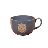 Vintage Slate Blue Ceramic Relief Cup