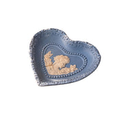 Vintage Blue Heart-Shaped Ceramic Trinket Dish