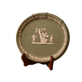 Vintage Sage Green Jasperware Plate with Classical Relief Scene