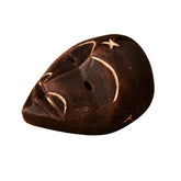 Vintage Hand-Carved Wooden Tribal Mask with Inlaid Detailing