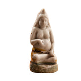 Vintage White Ceramic Seated Figurine with Hand-Painted Details