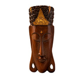 Hand-Carved Wooden Ceremonial Head with Gilded Crown – Decorative Sculpture