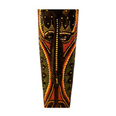 Hand-Carved African Wooden Mask with Vibrant Dot-Painted Motifs