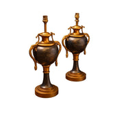 Antique Brass & Black Ornate Table Lamps – Vintage Pair