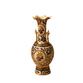 Chinese Export Floral Baluster Vase with Dragon Handles