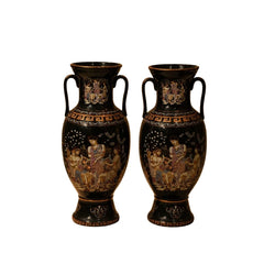 Greek Neoclassical Black Glaze Amphora Vase - 1