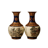 Chinese Winter Landscape Trumpet Vase Set