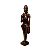 Hand-Carved African Ebony Wood Standing Woman Figurine