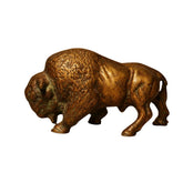Vintage Heavy Cast Brass Charging Bull Sculpture