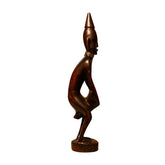 Vintage African Tribal Djembe Drummer Hand-Carved Wood Sculpture