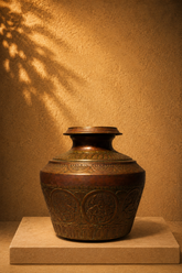 Antique Style Indian Copper & Brass Ganga Jamuna Water Vessel