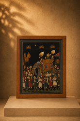 Royal Elephant Sawari Night Procession Miniature Painting