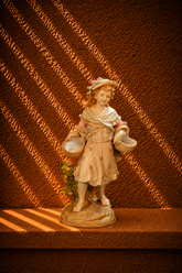 Gebrüder Heubach Bisque Porcelain Girl Carrying Baskets Figurine