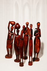 Vintage African Tribal Family / Community Hand-Carved Hardwood Figurines