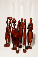 Vintage African Tribal Family / Community Hand-Carved Hardwood Figurines