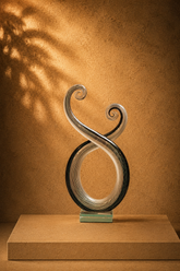 Murano Style Hand-Blown Ribbon Swirl Glass Sculpture