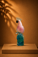 Murano Style Hand-Blown Cockatoo Parrot Glass Sculpture