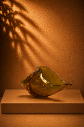 Murano Style Hand-Blown Amber Glass Conch Shell Sculpture