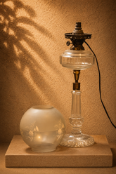 Pair of Antique Victorian Cut Crystal Banquet Lamps