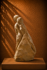 Abstract Handmade Stone Sculpture of an Embracing Couple