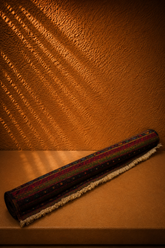 Hand-Knotted Afgani Kilim Shiraz Striped Nomadic Runner Scroll
