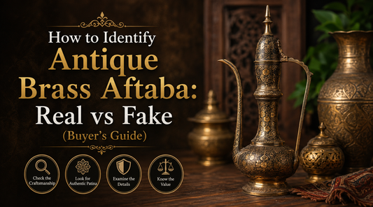 how to identify antique brass aftaba