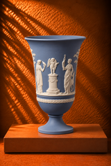Vintage Wedgwood-Style Blue Jasperware Neoclassical Urn