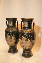 Greek Neoclassical Black Glaze Amphora Vase