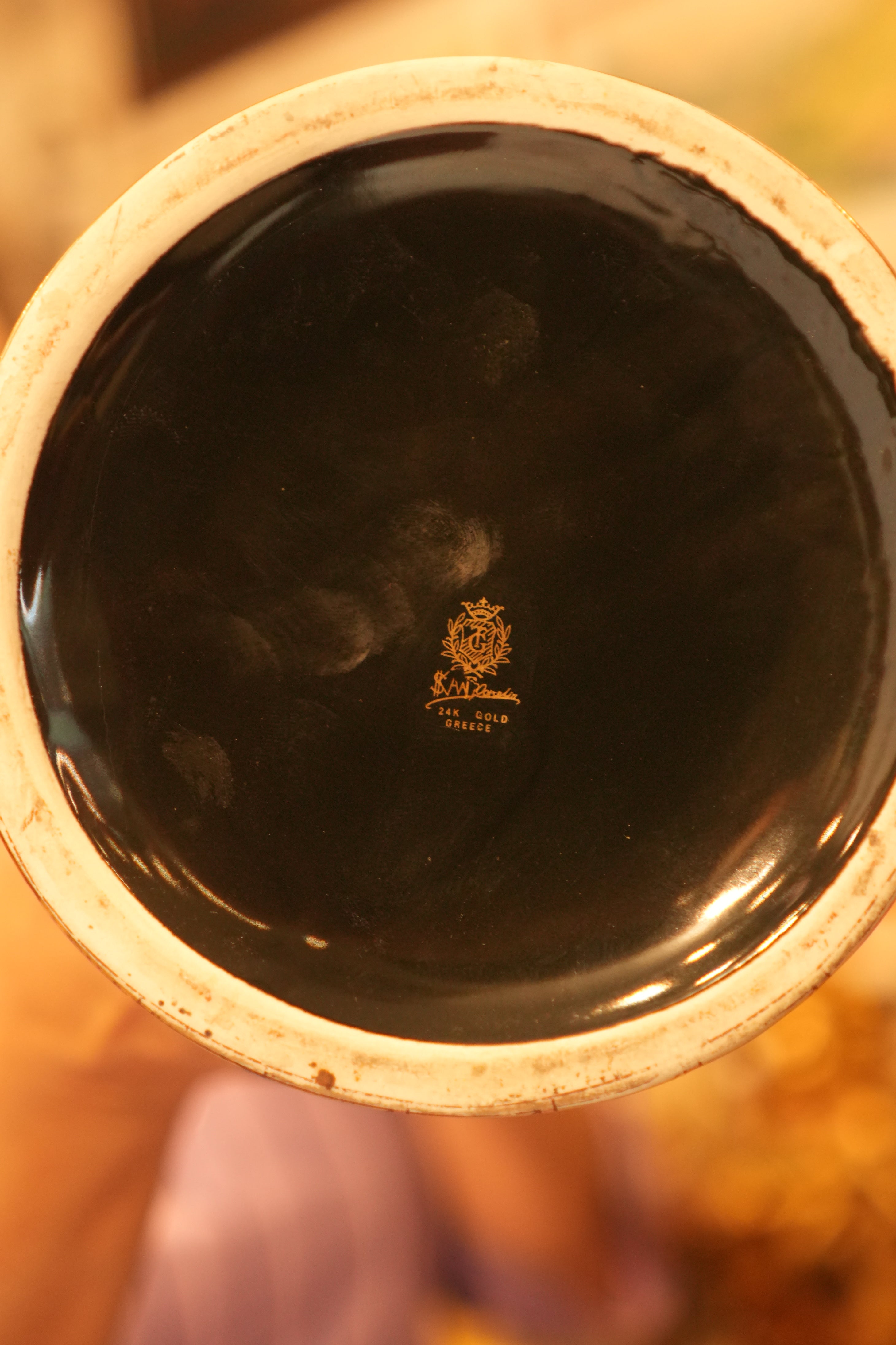 Greek Neoclassical Black Glaze Amphora Vase