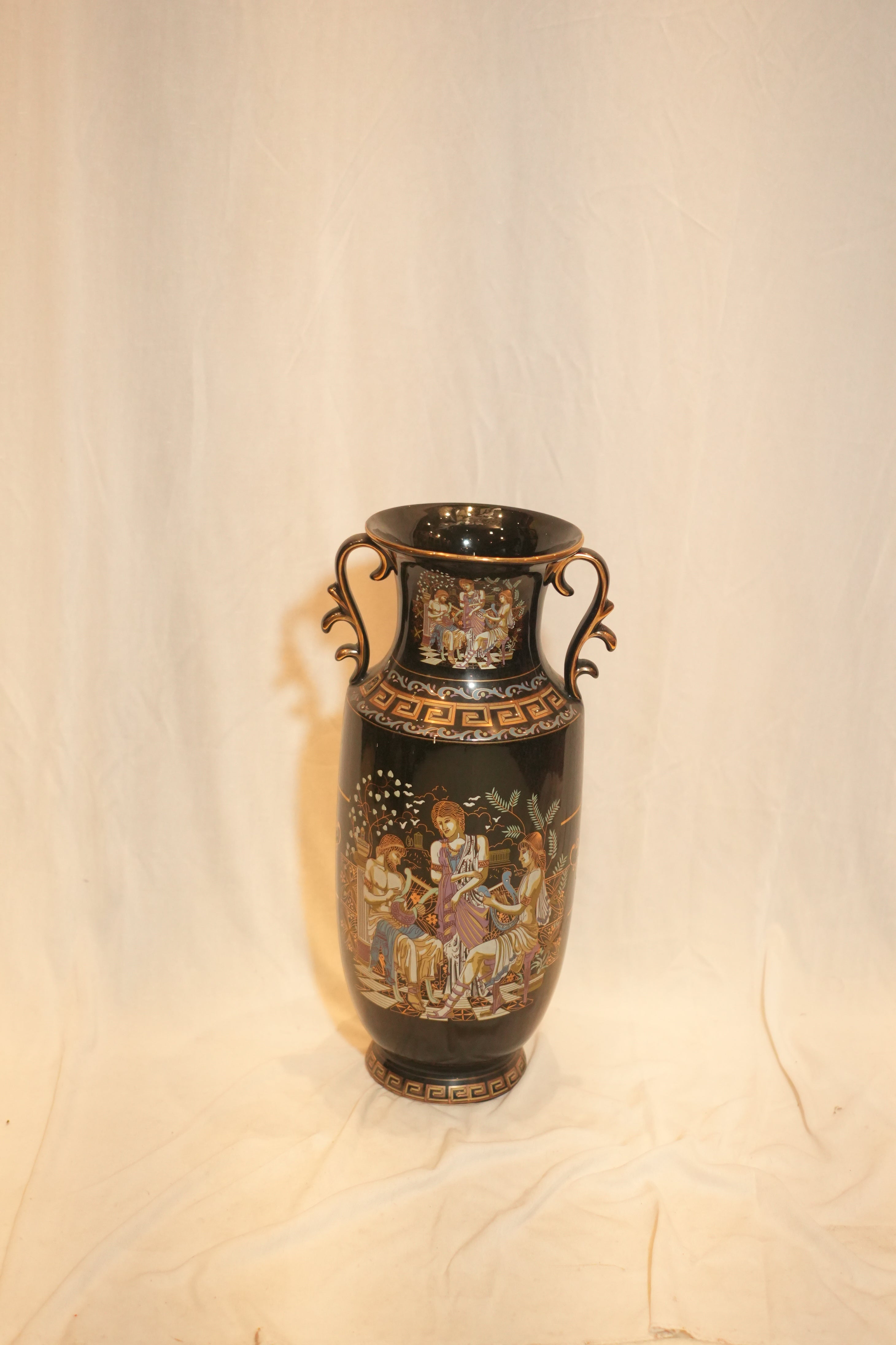 Greek Neoclassical Black Glaze Amphora Vase - 1