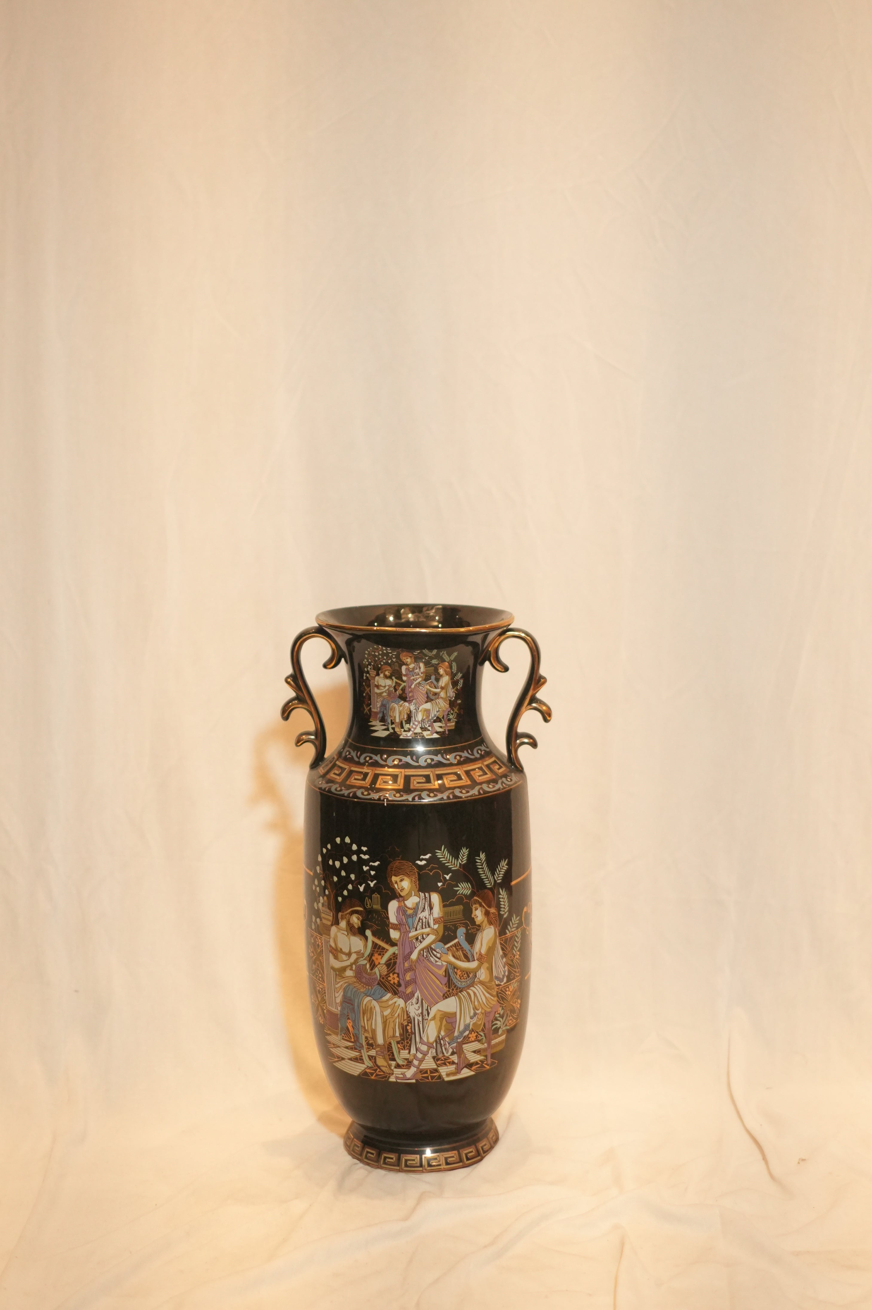 Greek Neoclassical Black Glaze Amphora Vase - 1