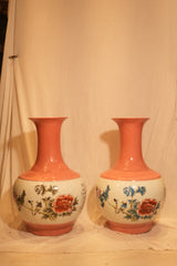 Chinese Bird & Peony Porcelain Vase Set