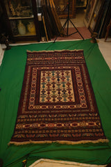 Hand-Knotted Afgani Kilim Qashqai Kelim Runner Scroll