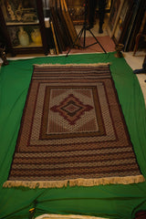 Hand-Knotted Afgani Kilim Soumak Flatweave Runner Scroll