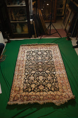 Hand-Knotted Kashmiri Cotton Silk Floral Medallion Runner Scroll